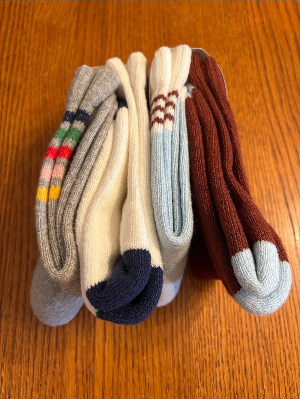 art class 4 Pairs Crew Socks Light Blue, White, Brown & Grey Accents NWT